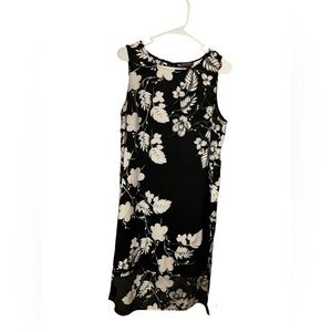 Vince Camuto Medium Floral Slip Tank Sun Dress Black White Slit High-Low Summer